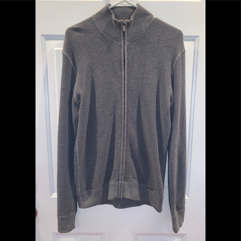 Michael Kors Mens full zip knit sweater-Gray
